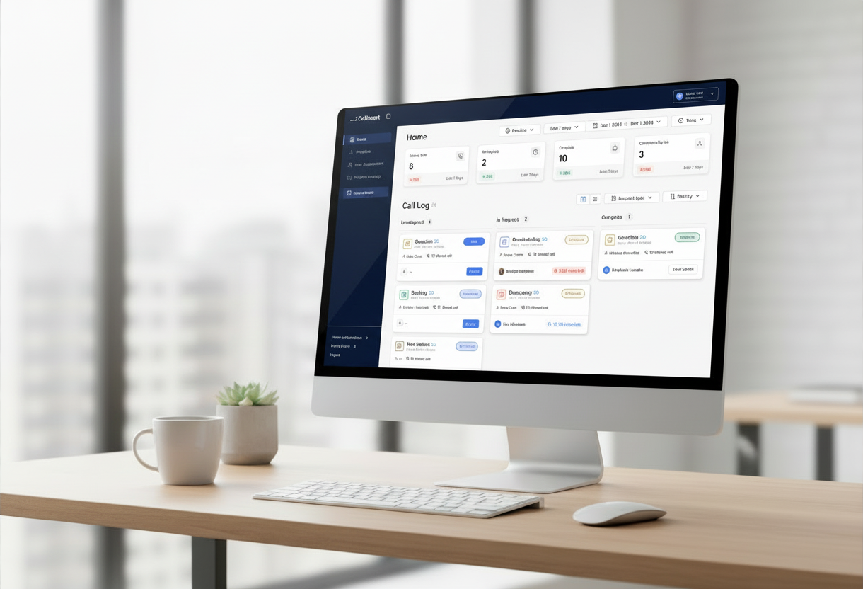 Desktop screen image with callsmart dashboard in focus